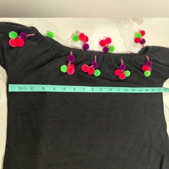 Pitusa Stretch Cotton OTS Peasant Blouse with Dingle Balls - Picture 13 of 15